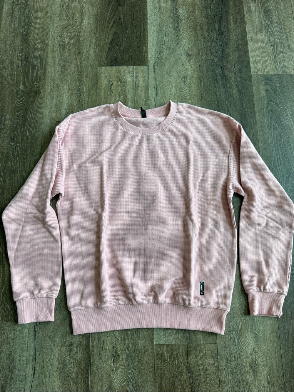 Comfrt Waffle Dusty Rose Pink Crewneck Shirt Size Large